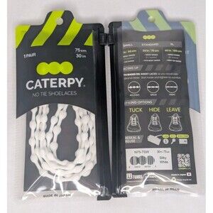 Caterpy No-Tie Shoelaces Silky White 30inch / 75cm New In Package